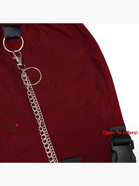 Cargo Pants with Removable Chain, Elastic Waist, Streetwear Joggers - Picture 4 of 5